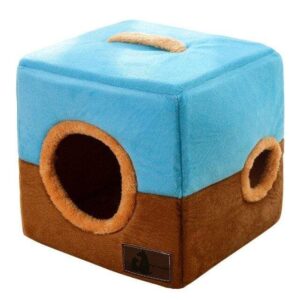 Bouledogue Avenue Pour Bouli Marron & Bleu / 46x46x44cm Niche d'intérieur Originale