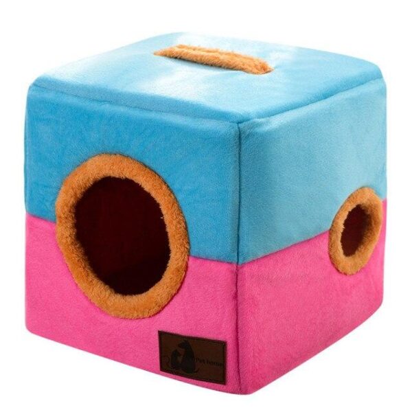 Bouledogue Avenue Pour Bouli Rose & Bleu / 46x46x44cm Niche d'intérieur Originale