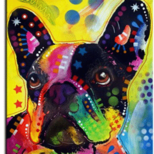 Bouledogue Avenue Pour Humains 60x90cm No frame / Green Peinture artisanale - Bouledogue Français