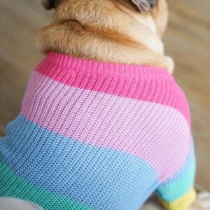 Bouledogue Avenue Pour Bouli Pull Arc-en-Ciel en Laine