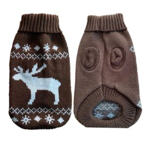 Pull d'Hiver en Laine Noël pour Bouledogue Français – Vêtement de Noël Chaud et Confortable A / 6