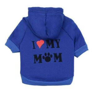 Bouledogue Avenue Pour Bouli Bleu / XS Pull "I Love My Mom" à Capuche