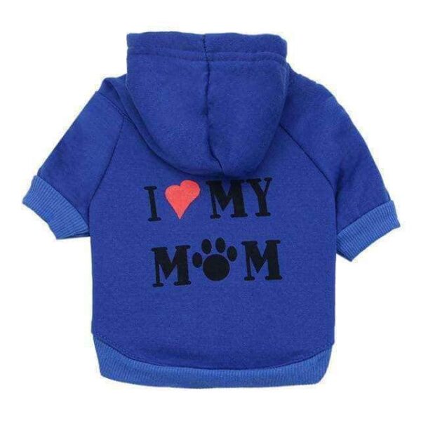 Bouledogue Avenue Pour Bouli Bleu / XS Pull "I Love My Mom" à Capuche