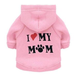 Bouledogue Avenue Pour Bouli Rose / XS Pull "I Love My Mom" à Capuche