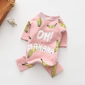 Pyjama D'hiver 'Oh Banana!' Pour Bouledogue francais Dog Apparel Rose / S