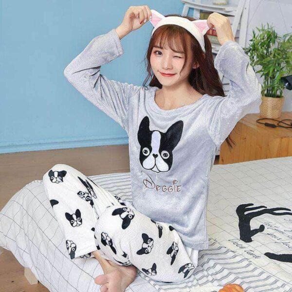 Bouledogue Avenue Pour Humains Pyjama Deux Pièces en flanelle motif Bouledogue : Doggie