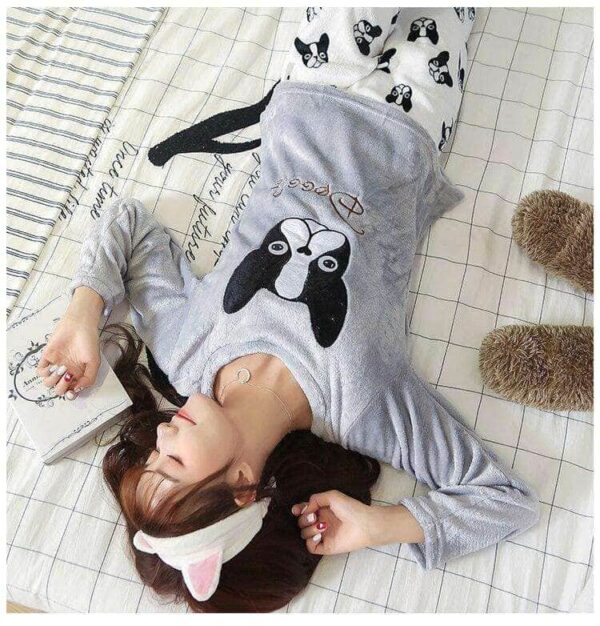 Bouledogue Avenue Pour Humains Pyjama Deux Pièces en flanelle motif Bouledogue : Doggie