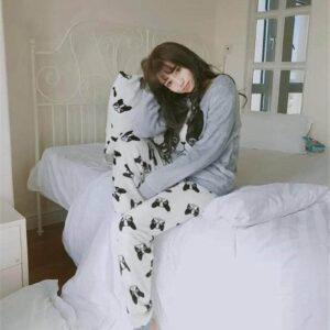 Bouledogue Avenue Pour Humains Pyjama Deux Pièces en flanelle motif Bouledogue : Doggie
