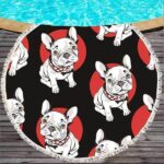 Bouledogue Avenue Serviette de Plage Ronde décor Bouledogue et Carlin