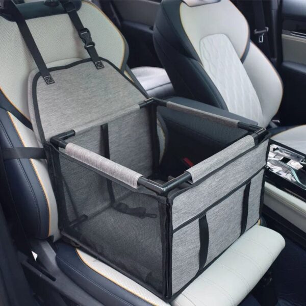 Siège Auto Pliable pour Bouledogue Français – Voyagez en Sécurité et Style Pour Bouli Gris