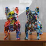 Statue Bouledogue Français en Résine Colorée – Ornement Décoratif Unique pour Maison et Bureau