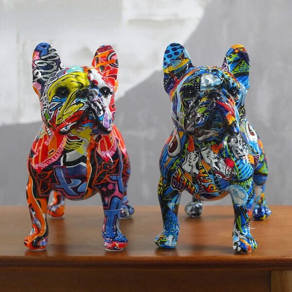 Statue Bouledogue Français en Résine Colorée – Ornement Décoratif Unique pour Maison et Bureau