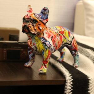 Statue Bouledogue Français en Résine Colorée – Ornement Décoratif Unique pour Maison et Bureau