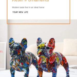Statue Bouledogue Français en Résine Colorée – Ornement Décoratif Unique pour Maison et Bureau