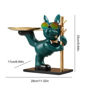 Statue de Bouledogue en Résine – Décoration d'Intérieur avec Plateau pour Maison ou Bureau G