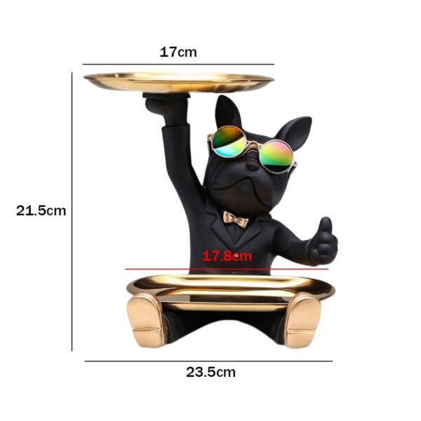 Statue de Bouledogue en Résine – Décoration d'Intérieur avec Plateau pour Maison ou Bureau I