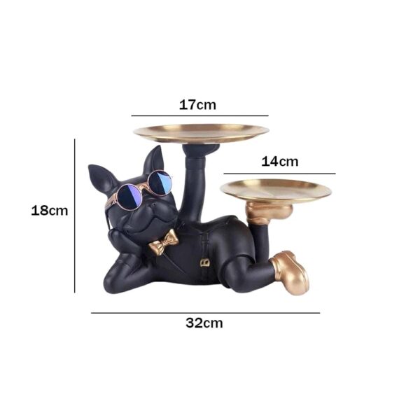 Statue de Bouledogue en Résine – Décoration d'Intérieur avec Plateau pour Maison ou Bureau R