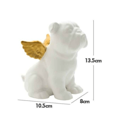 Bouledogue Avenue Pour Humains Blanc Statuette Bouledogue en Céramique