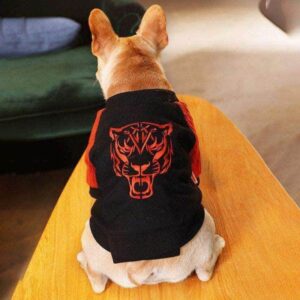 Bouledogue Avenue Sweat Bi-Matière Rouge et Noir Tête de Tigre