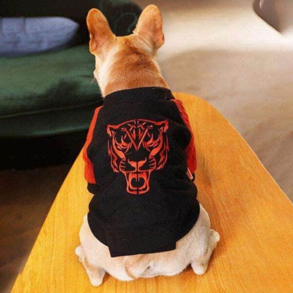 Bouledogue Avenue Sweat Bi-Matière Rouge et Noir Tête de Tigre