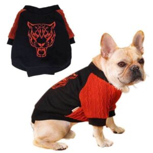 Bouledogue Avenue Sweat Bi-Matière Rouge et Noir Tête de Tigre