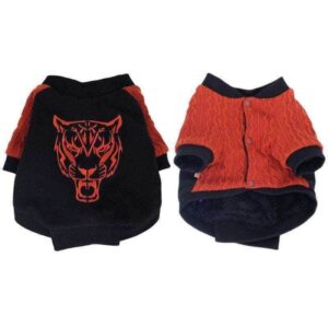 Bouledogue Avenue Sweat Bi-Matière Rouge et Noir Tête de Tigre