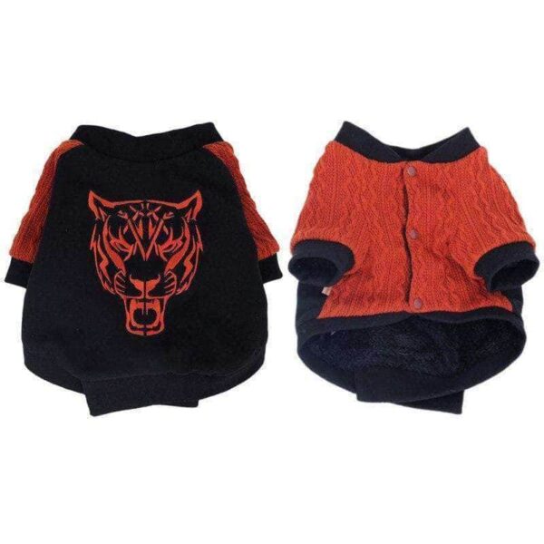 Bouledogue Avenue Sweat Bi-Matière Rouge et Noir Tête de Tigre