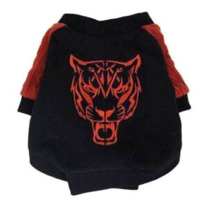 Bouledogue Avenue Noir et Rouge / L Sweat Bi-Matière Rouge et Noir Tête de Tigre
