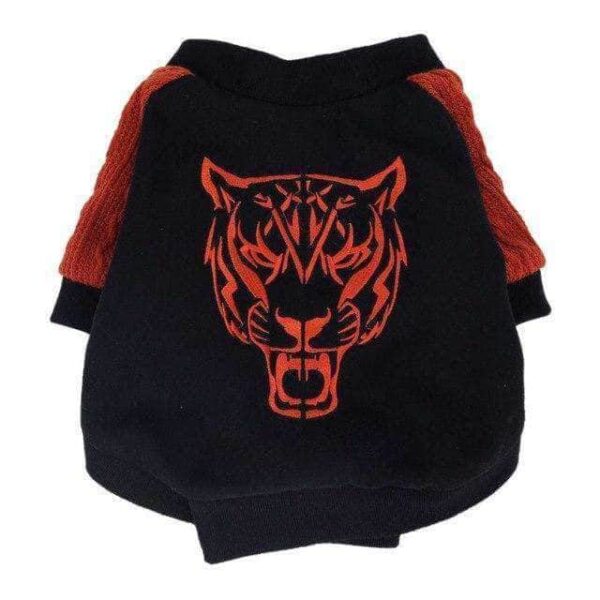 Bouledogue Avenue Noir et Rouge / L Sweat Bi-Matière Rouge et Noir Tête de Tigre
