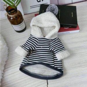 Bouledogue Avenue Rayé / L Sweat Capuche Pompon Pour Chien