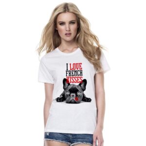 Bouledogue Avenue Pour Humains L T-Shirt Bisous Bouledogue Français (i Love French Kisses)