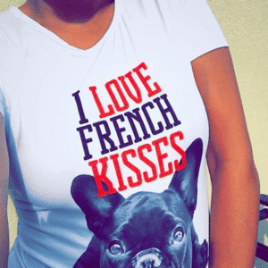 Bouledogue Avenue Pour Humains T-Shirt Bouledogue Fran̤ais I Love French Kisses pour Femme