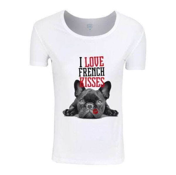 Bouledogue Avenue Pour Humains T-Shirt Bouledogue Fran̤ais I Love French Kisses pour Femme