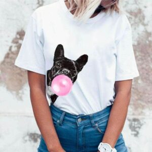 Bouledogue Avenue Pour Humains S T-Shirt Bouledogue Français Bubble Gum