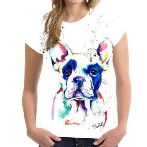Bouledogue Avenue H11098BV / S T-Shirt Bouledogue Mignon pour Femme