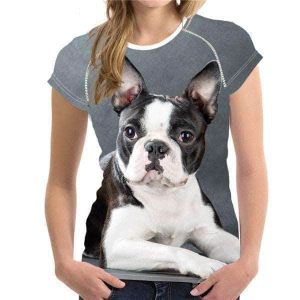 Bouledogue Avenue H4075BV / S T-Shirt Bouledogue Mignon pour Femme