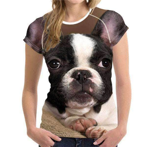 Bouledogue Avenue H4082BV / S T-Shirt Bouledogue Mignon pour Femme
