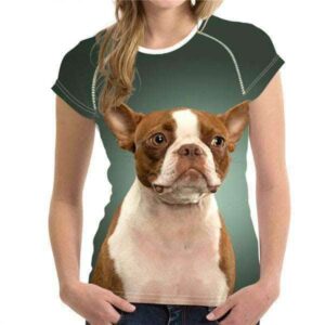 Bouledogue Avenue H8389BV / S T-Shirt Bouledogue Mignon pour Femme
