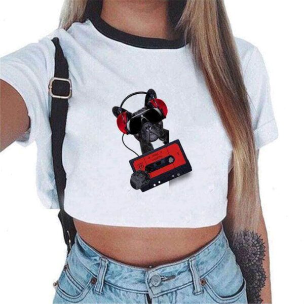 Bouledogue Avenue Pour Humains Cassette / L T-Shirt pour Femme - Bouledogue Musical