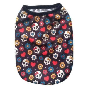 Bouledogue Avenue Pour Bouli Fleurs / 2XL T-shirts Têtes de Mort - 9 coloris