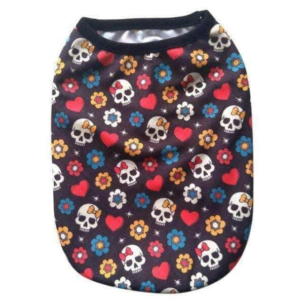 Bouledogue Avenue Pour Bouli Fleurs / 2XL T-shirts Têtes de Mort - 9 coloris