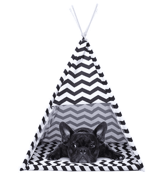 Bouledogue Avenue Blanc et Noir Tipi Tente pour Chien